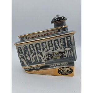 Ezra Brooks Whiskey Decanter Powell And Hyde Sts. Trolly Train Ceramic Bottle